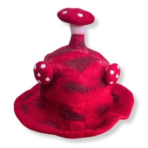 Bold Festival Mushroom Hat Fiery Red Wool