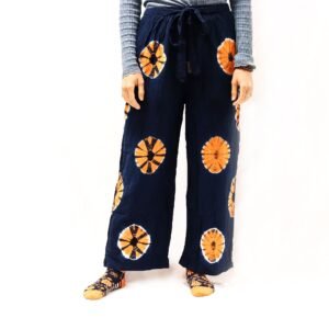 Energetic Lounge Pants Black Orange Tie-Dye