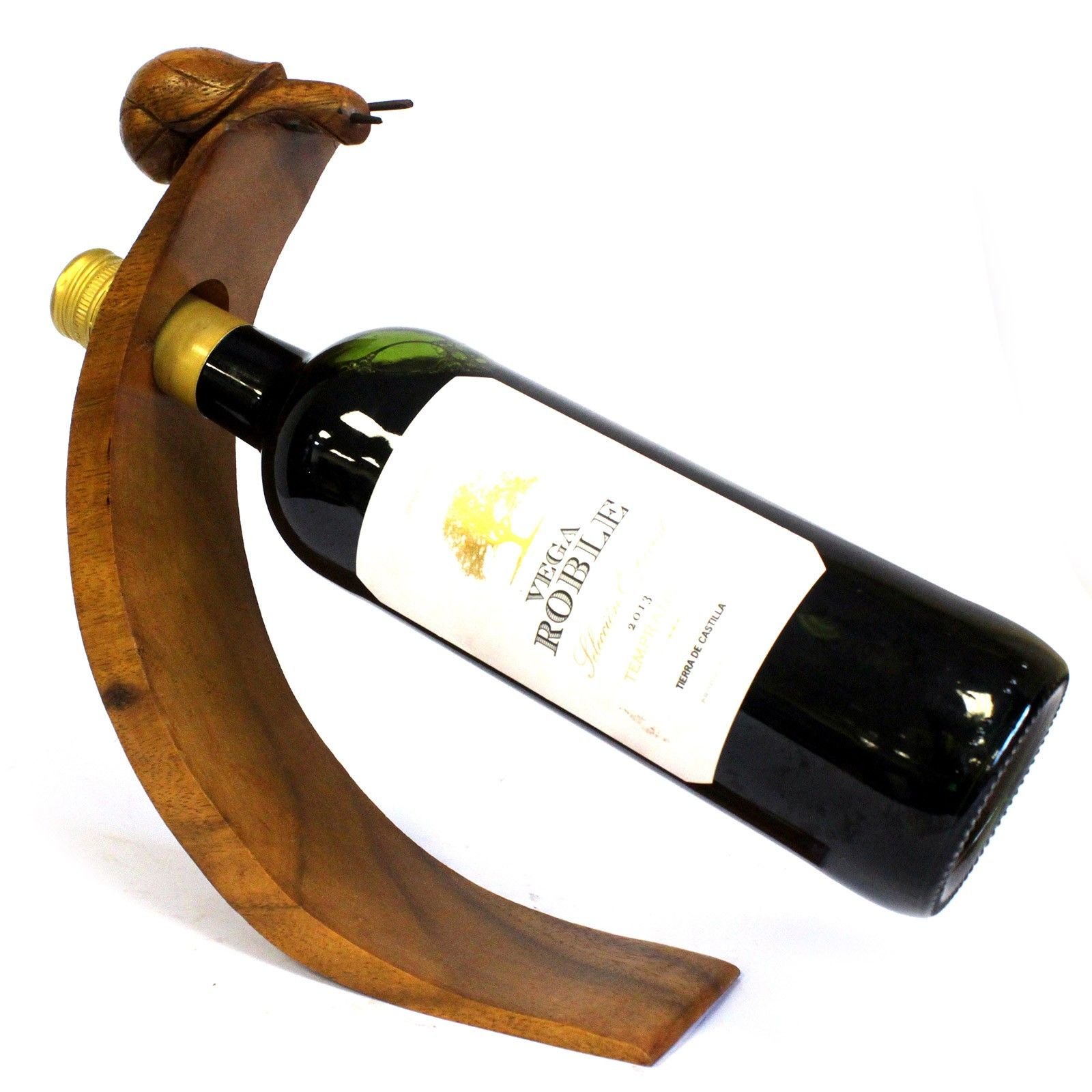 whimsical balancing wine holder suar wood snail Whimsical Balancing Wine Holder Suar Wood Snail