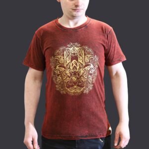 Protective Hamsa Stonewashed Cotton T-Shirt Maroon