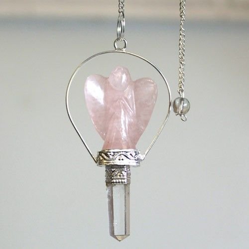 loving guidance angel pendulum rose quartz Loving Guidance Angel Pendulum Rose Quartz
