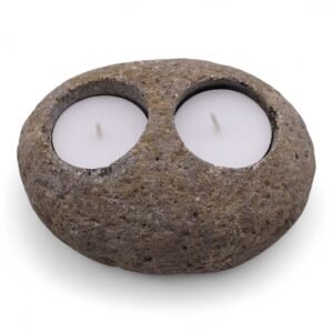 Harmonising Riverstone Double Tealight Candle Holder