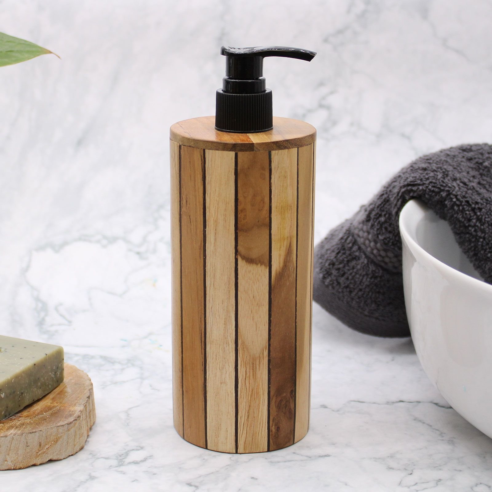 elegant bathroom soap dispenser round teakwood Elegant Bathroom Soap Dispenser Round Teakwood - Image 6