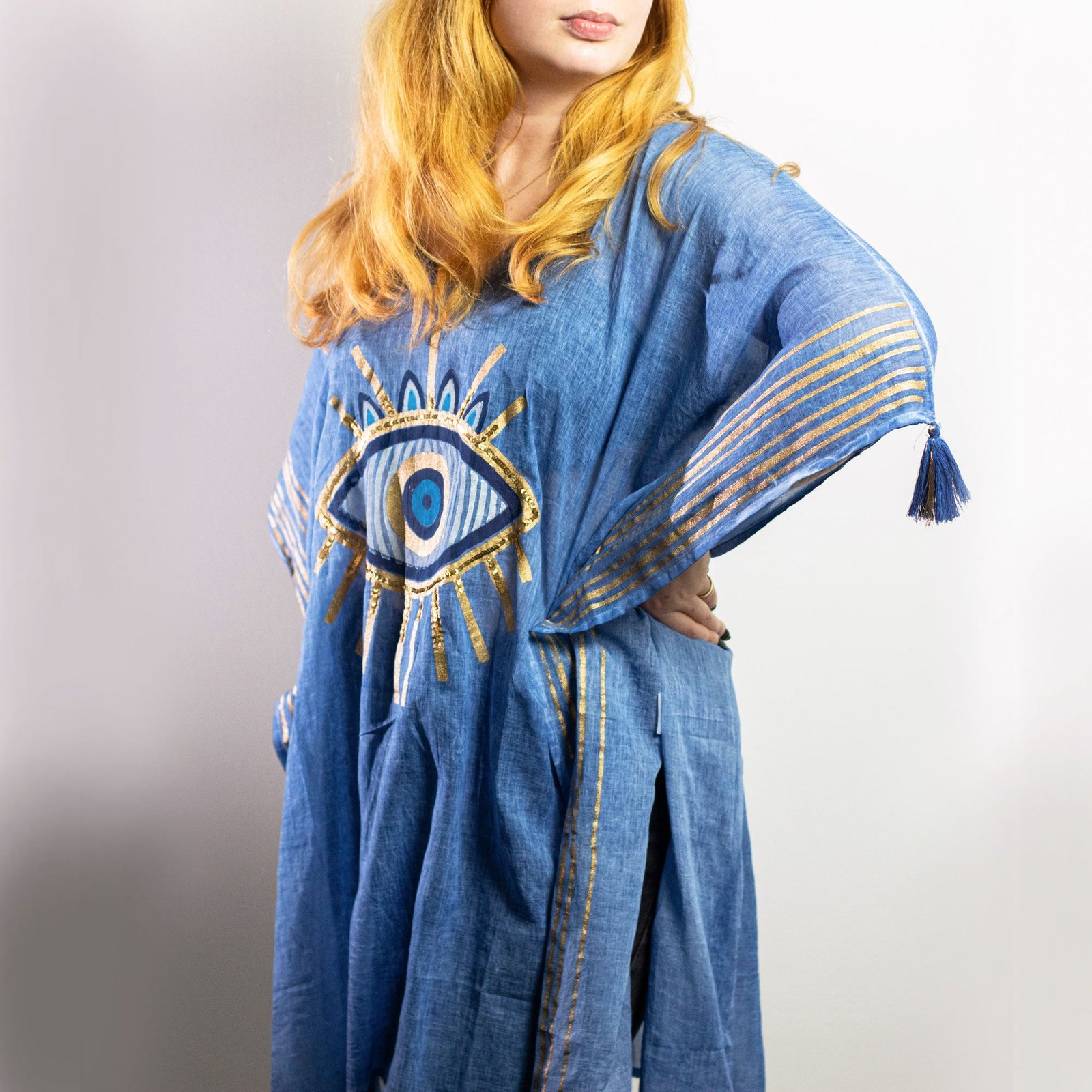 protective aura kaftan rich blue gold evil eye Protective Aura Kaftan Rich Blue Gold Evil Eye - Image 2