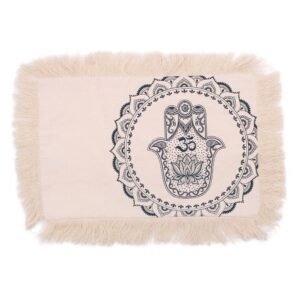Protective Meditation Cushion Cover Green Hamsa