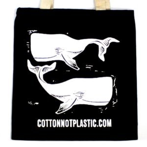 Statement Black Tote Bag White Whale Design