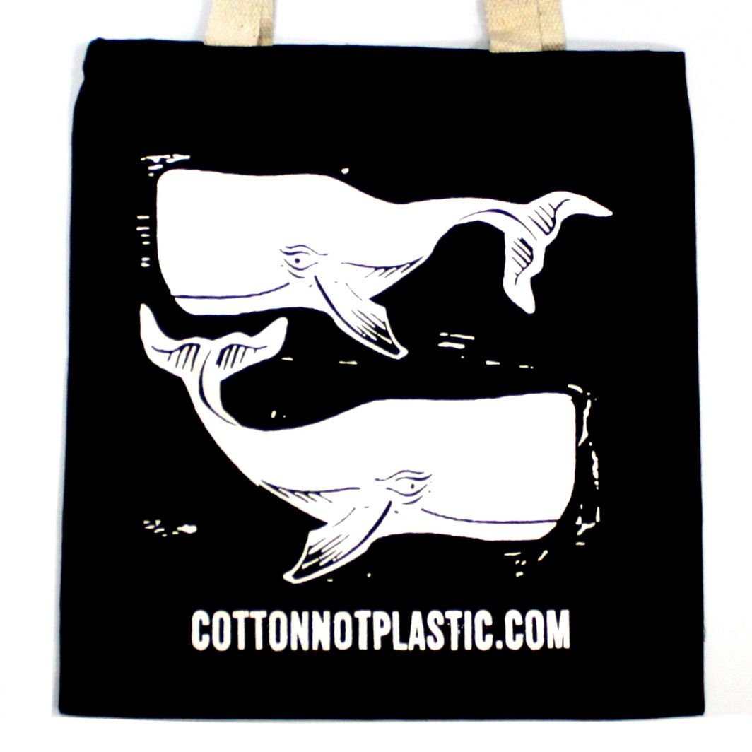 statement black tote bag white whale design Statement Black Tote Bag White Whale Design