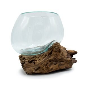 Sculpted Glass Bowl on Natural Gamal Wood