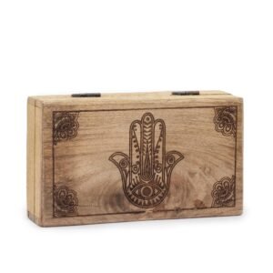 Protective Keepsake Box Hamsa Black Engraved