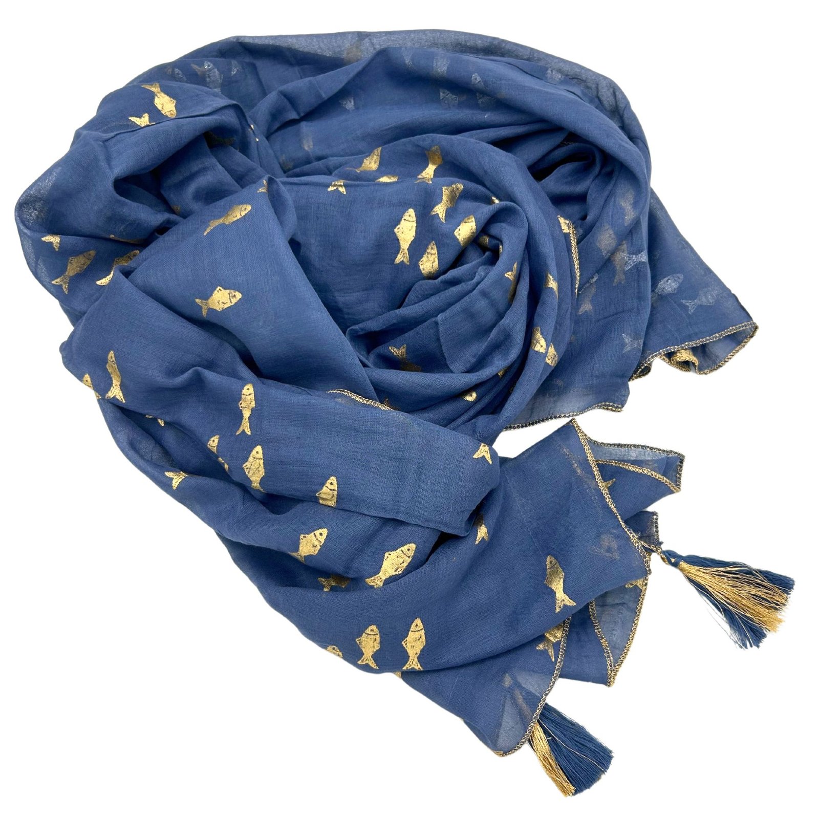 ocean calm pario wrap sea blue gold fish Ocean Calm Pario Wrap Sea Blue Gold Fish - Image 4