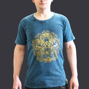 Tranquil Hamsa Stonewashed Cotton T-Shirt Blue