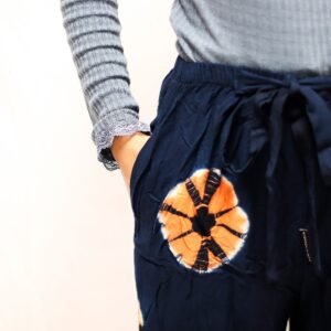 Relaxed Lounge Pants Black Blue-Orange Tie-Dye