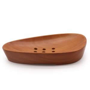 Organic Pebble Soap Dish Mahogany Wood