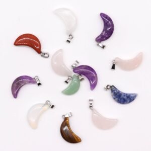 Lunar Harmony Gemstone Crescent Moon Pendants
