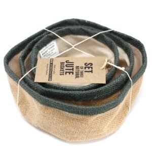 Organising Storage Basket Set Natural Jute Charcoal