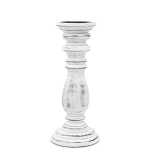Elegant Whitewash Wooden Pillar Candle Stand