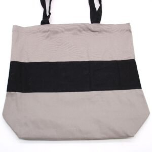 Minimalist Two Tone Cotton Shopping Bag Grey Black