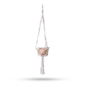 Compact Hooped Macrame Plant Hanger Natural