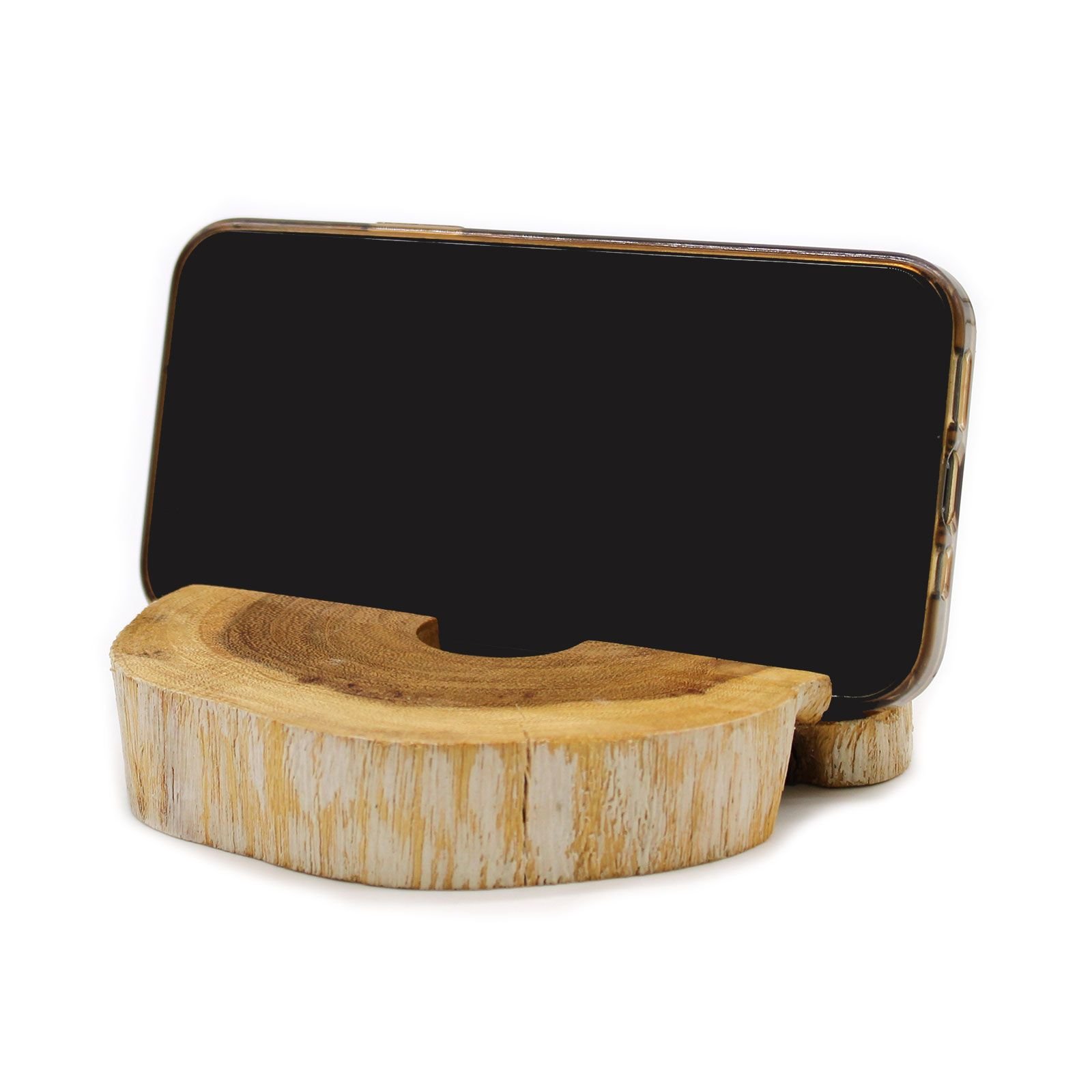 serene desk phone stand whitewashed gamal wood Serene Desk Phone Stand Whitewashed Gamal Wood - Image 2