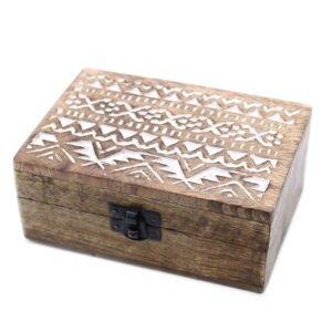 Elegant Storage Box Whitewashed Mango Wood Slavic