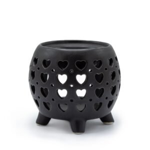 Heartwarming Matte Black Multi-Hearts Oil Burner