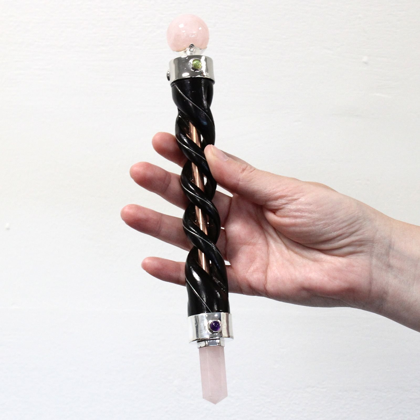 heart healing spiral wand copper rose quartz Heart Healing Spiral Wand Copper Rose Quartz - Image 3