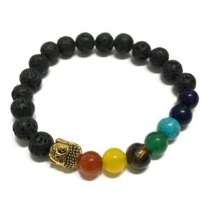 Mindful Chakra Lava Bracelet Buddha Charm