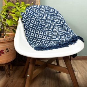 Flowing Indigo Throw Handcrafted Namoona Waves