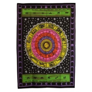 Cosmic Energy Cotton Wall Art Colorful Zodiac Wheel