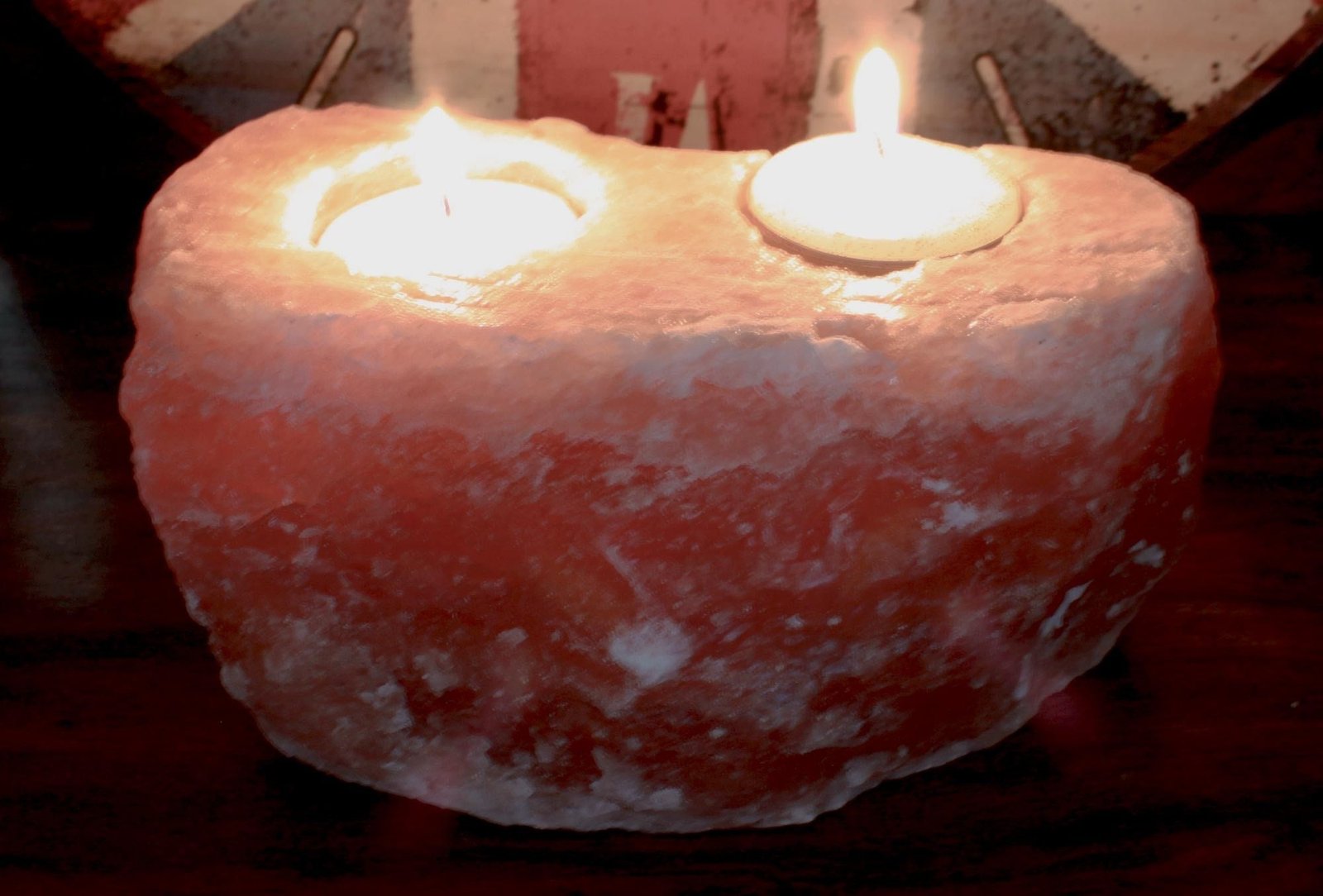 dual flame natural himalayan salt candle holder Dual Flame Natural Himalayan Salt Candle Holder