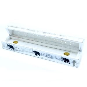 Tranquil Smoke Box Whitewashed Wood Incense Holder