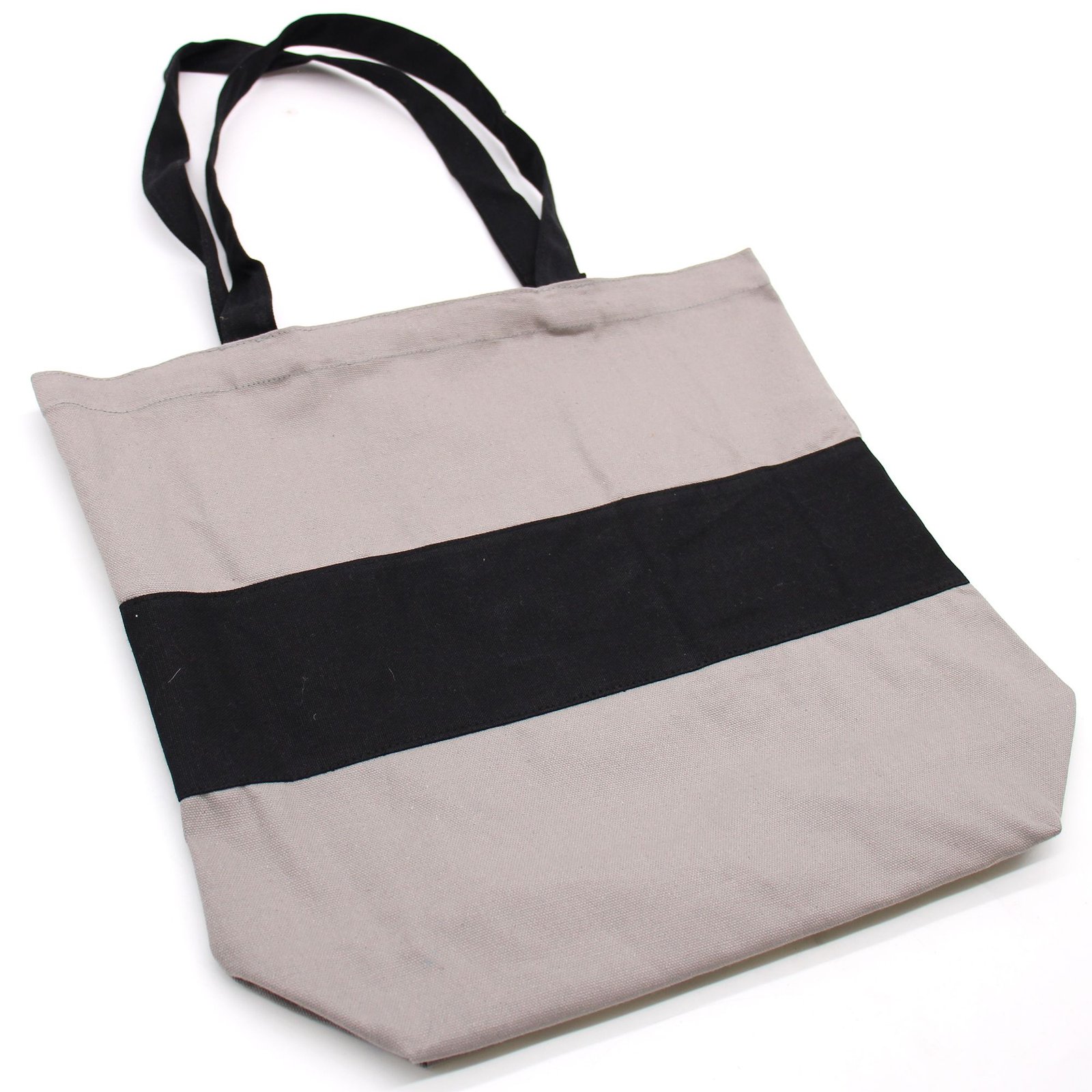 minimalist two tone cotton shopping bag grey black Minimalist Two Tone Cotton Shopping Bag Grey Black - Image 2