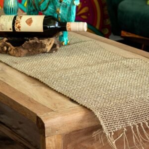 Organic Calm Fringe Table Runner Seagrass