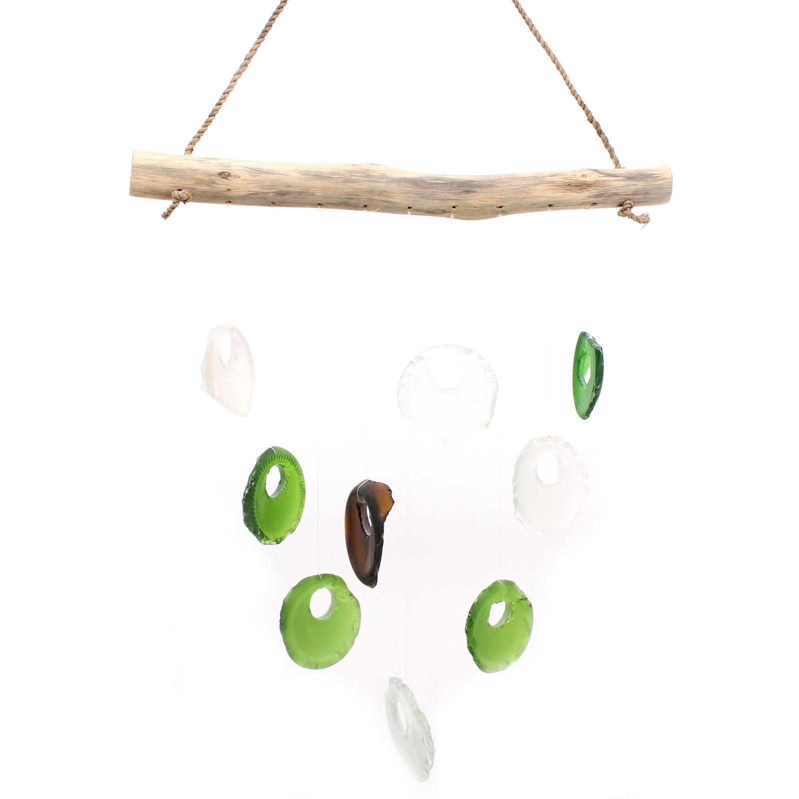 upcycled bottle bottom wind chime assorted glass Upcycled Bottle Bottom Wind Chime Assorted Glass