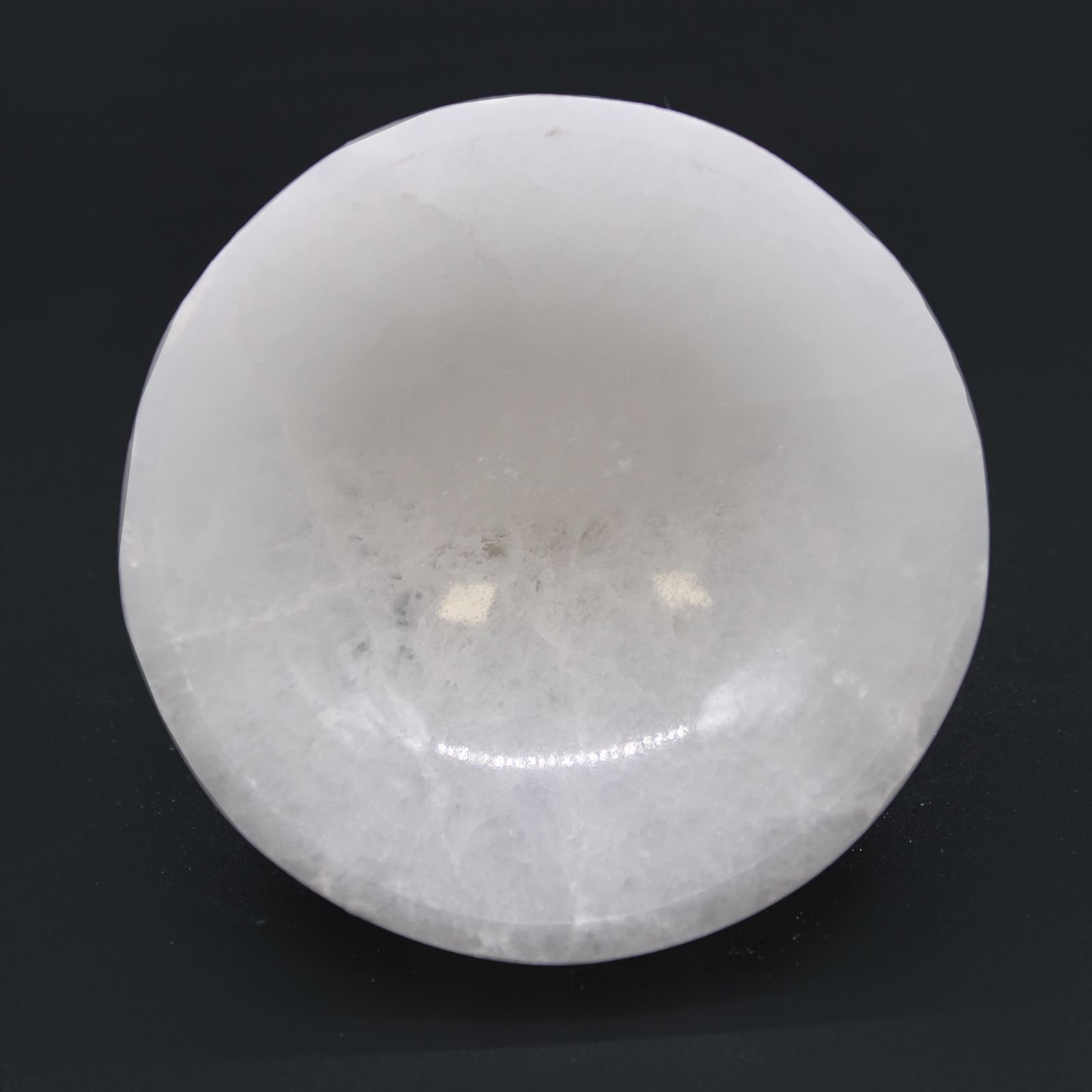 cleansing selenite round crystal bowl 10cm Cleansing Selenite Round Crystal Bowl 10cm - Image 4