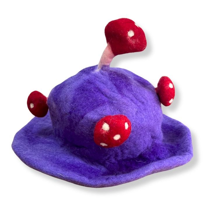 dreamy festival mushroom hat purple wool felt Dreamy Festival Mushroom Hat Purple Wool Felt - Image 3