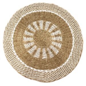 Inner Sun Round Seagrass Rug White Tan