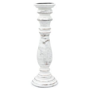 Statement Whitewash Wooden Pillar Candle Stand
