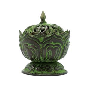 Tranquil Lotus Brass Verdigris Incense Burner