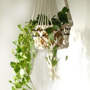 Statement Hanging Plant Holder Beaded Macramé
