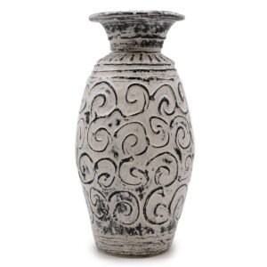 Organic Swirl Terracotta Vase Cream Finish