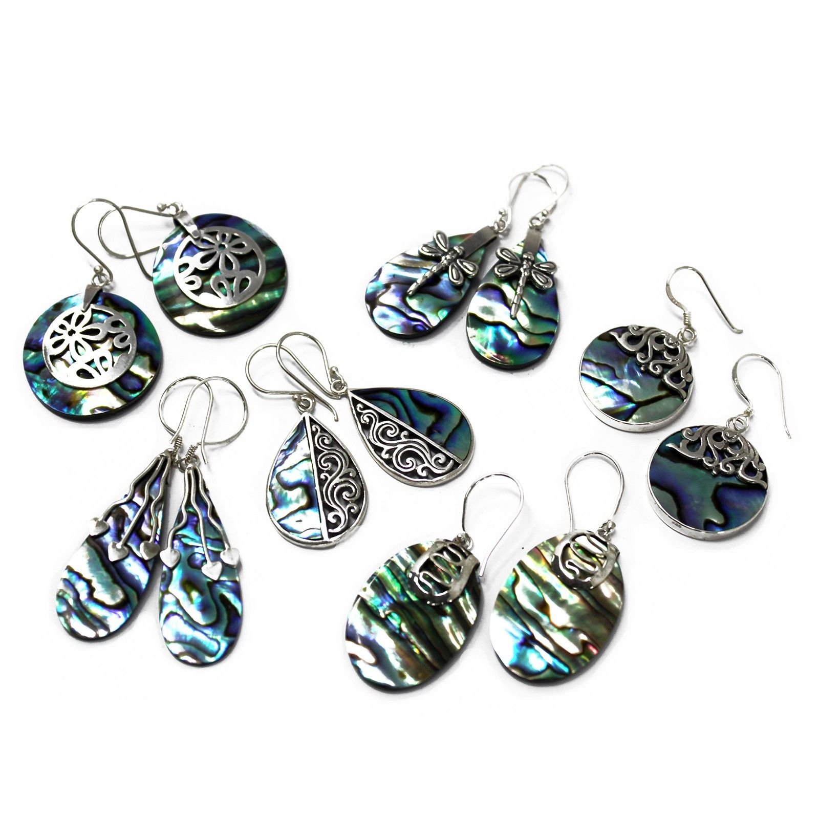 blooming ocean flower earrings silver abalone Blooming Ocean Flower Earrings Silver Abalone - Image 3