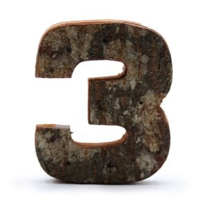Rustic Home Number Decoration Natural Bark 3