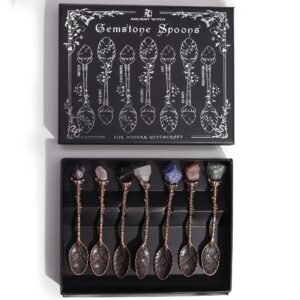 Enchanted Bronze Gemstone Ritual Spoon Set