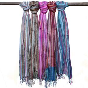Boho Serenity Cotton Scarf in Blue Tones