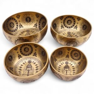 Harmonic Meditation Singing Bowls Etched Brass Set