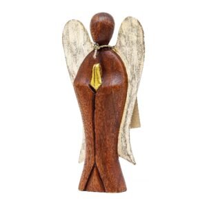 Nurturing Love Guardian Angel Suar Wood 20cm