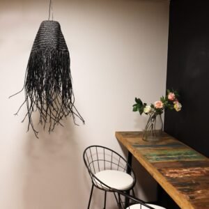 Dramatic Pendant Lamp Shade in Black Doum