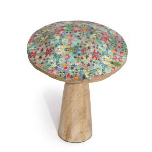 Vibrant Mediterranean Tile Wooden Mushroom Decor