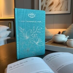 Calming Gratitude Wellness Journal Blue Silver